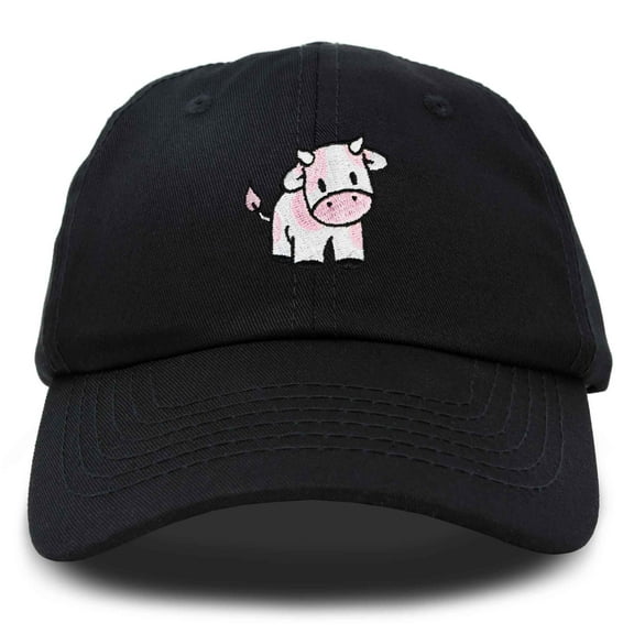 Dalix Strawberry Cow Embroidered Womens Cotton Dad Hat Baseball Cap in Black