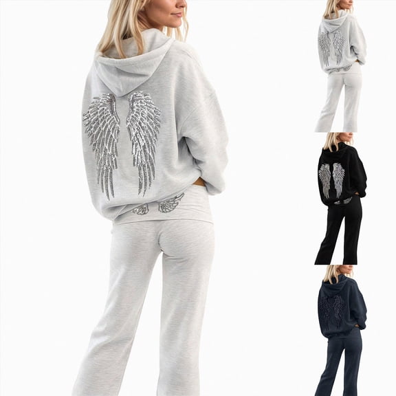Women Fall Winter Set Sweatshirt and Long Pants Set Casual Clothes Outfits