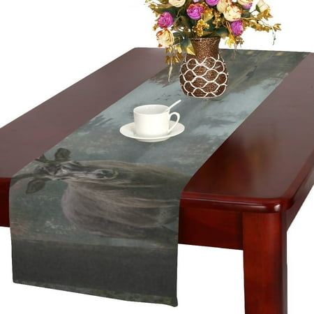 Wood Table Runner MYPOP Fishermen House on a Lake And Deep Woods Forest Cotton Linen Table Runner 16x72 Inches ()