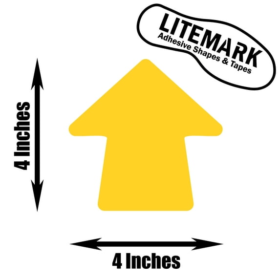 LiteMark 4 Inch Yellow Removable Round Arrow Decals - Pack of 16