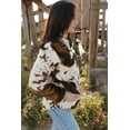 thumbnail image 2 of ABPHQTO Sudadera de mujer en felpa con estampado de vaca y cuello con cremallera, 2 of 5