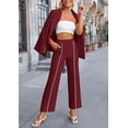 thumbnail image 4 of PRETTYGARDEN Women's Fall Spring 2 Piece Blazer Outfits Business Casual Oversized Jacket Wide Leg Work Pants Dressy Suit Set, 4 of 8