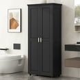 thumbnail image 2 of Sesslife Pantry Storage Cabinet, 71" Tall Bathroom Storage Cabinet with 2 Doors and Adjustable Shelves, Freestanding Storage Organizer Unit Floor Cabinet for Home Bathroom Kitchen Office Home, Black, 2 of 8