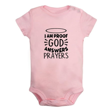 

I am Proof God Answers Prayers Funny Rompers For Babies Newborn Baby Unisex Bodysuits Infant Jumpsuits Toddler 0-24 Months Kids One-Piece Oufits (Pink 18-24 Months)