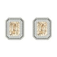 thumbnail image 3 of 14K Solid Gold Screw Back Stud Earrings for Women | 2.44 cttw Emerald Cut Natural Morganite | White Gold, 3 of 5