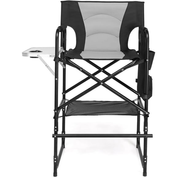 OmySalon Directors Camping Chair with Side Table Storage Bag, Foldable Camping Chair for Aritist & Client (31in)