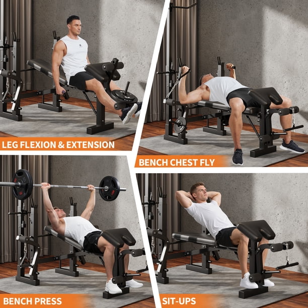 7-in-1 Multifunctional Foldable Weight Bench with Leg Extension