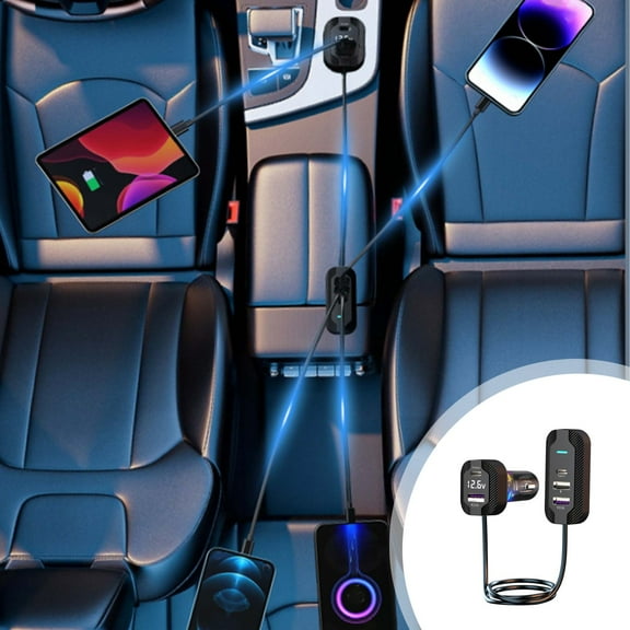 CxhicLuv Car Charger, Auto Fast Charging Adapter, 30W 5-Port Simultaneous Charging, Vehicle Charging Accessories, Rapid Multi-Device Charging Tools for Car Owners, Device Users, Black