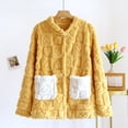 thumbnail image 2 of QATAINLAV Ladies Fleece Pajamas Tops Cozy Warm Bed Jackets Button Up Long Sleeve Sleepwear Winter Coat Yellow XL, 2 of 10