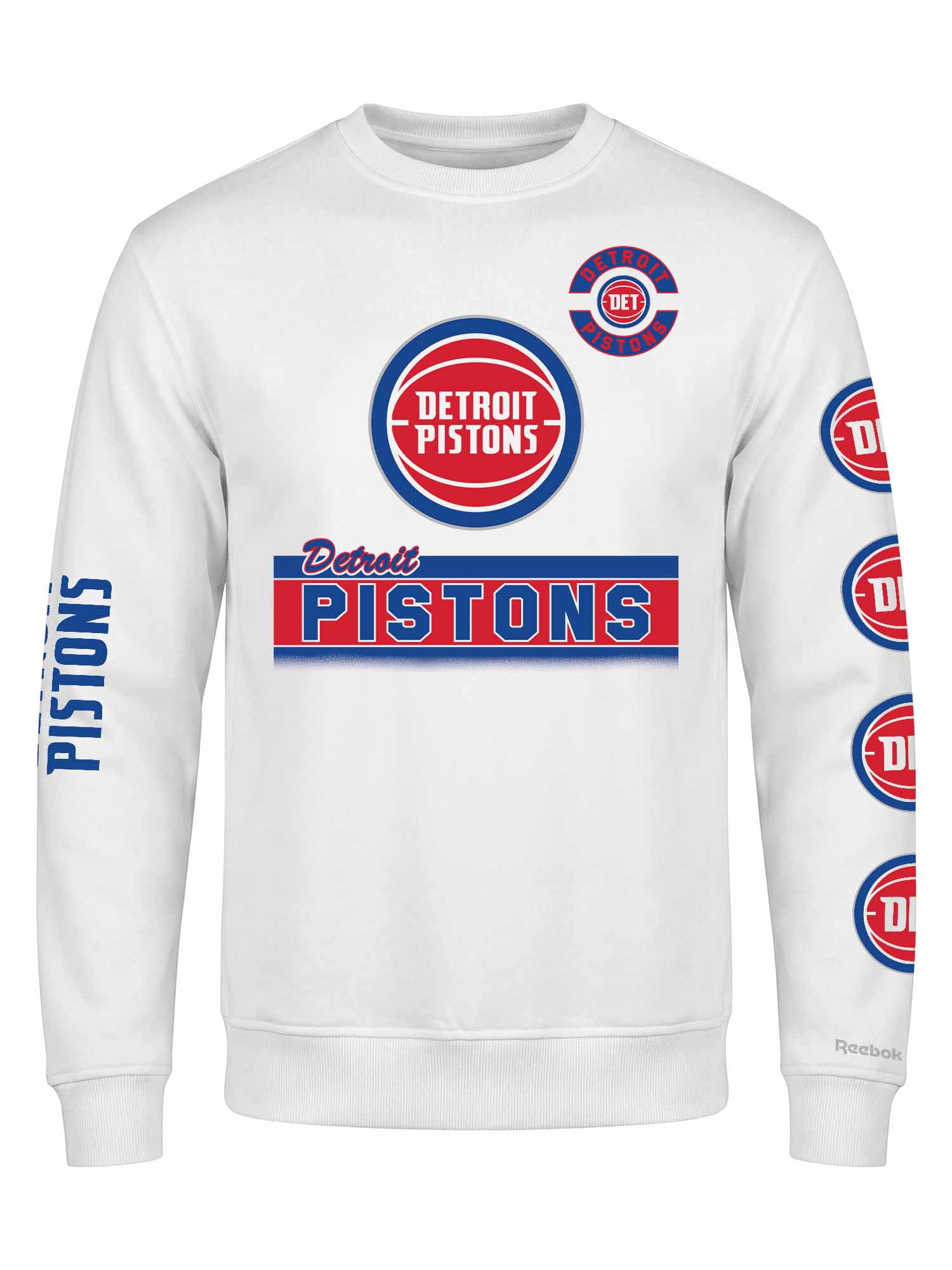 Detroit Pistons Reebok Mens White Crew Sweatshirt