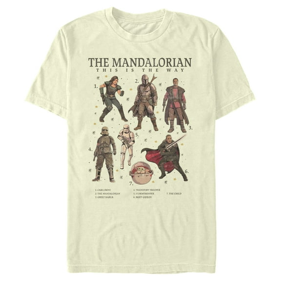 Men's Star Wars: The Mandalorian Character Guidebook  Graphic Tee Beige Medium