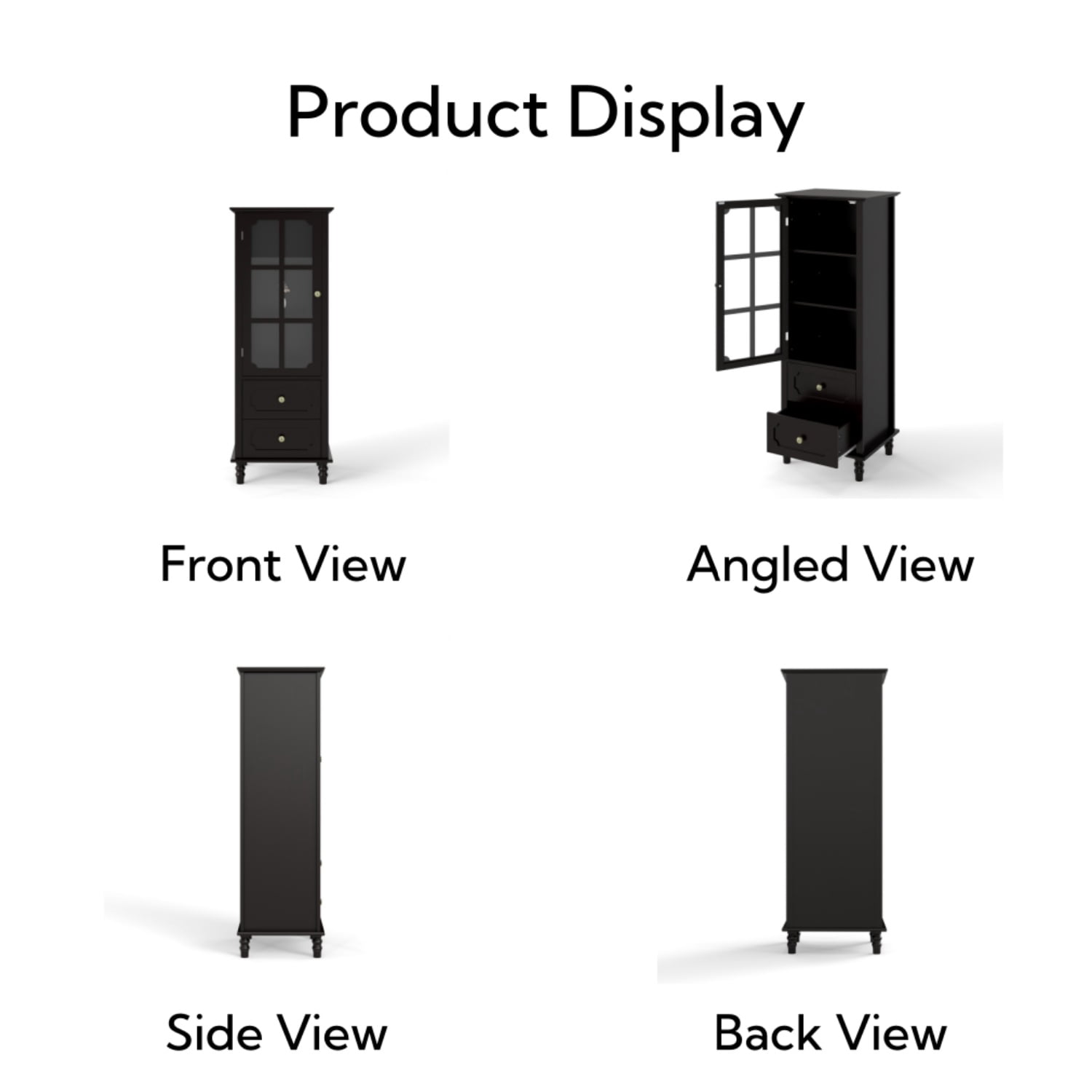 Aukfa Tall Buffet Pantry Cabinet,2 Drawers Wood Sideboard Cupboard for Dining Room Hallway Entryway,Black