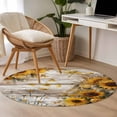 thumbnail image 4 of Round Rug 3.3Ft Washable Non-Slip, Farmhouse Sunflower Circle Area Rugs for Living Room Bedroom, Vintage Daisy Butterflies Rustic Wood Indoor Floor Mats Carpet Runner for Home Decor Aesthetic, 4 of 8