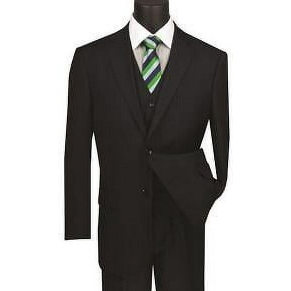 Mens Navy Fine Pinstripe 3 Piece Suit Regular Fit Vinci V2RS-7