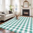 thumbnail image 3 of 5x7 Washable Area Rug, Green White Non-Slip Large Rectangle Rug for Living Room Bedroom, Grey Buffalo Plaid Texture Indoor Floor Mat for Home Decor, 3 of 9