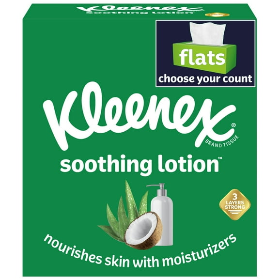 Kleenex Soothing Lotion Facial Tissues, 4 Flat Boxes with 110 White Tissues per Box (440 Total Tissues)