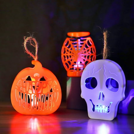 

Meijuhuga Halloween Light LED Light Hollow Pumpkin Skull Spider Web Shape Ambiance Light Halloween Party Haunted House Decoration Supplies