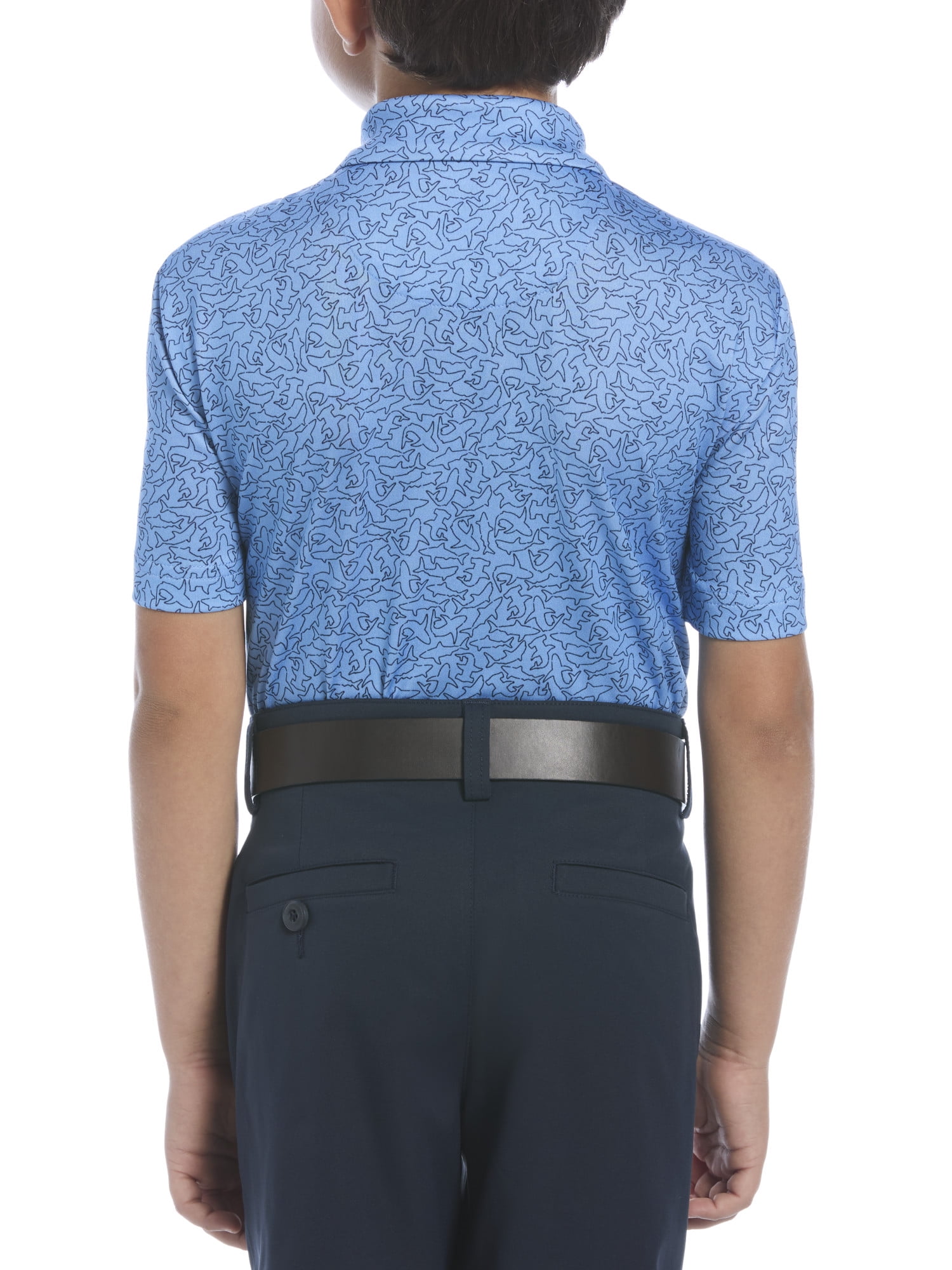 Ben Hogan Performance Boys Shark Print Short Sleeve Golf Polo Shirt, Sizes 4-18