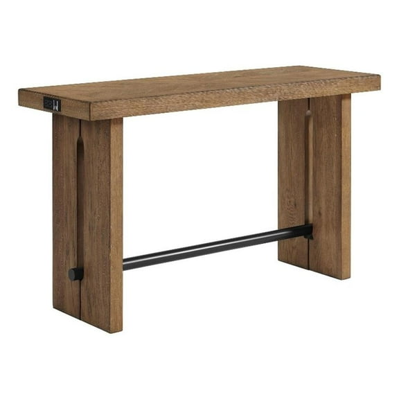Pemberly Row 60x21" Modern Rustic Wood Sofa Table in Weathered Oak