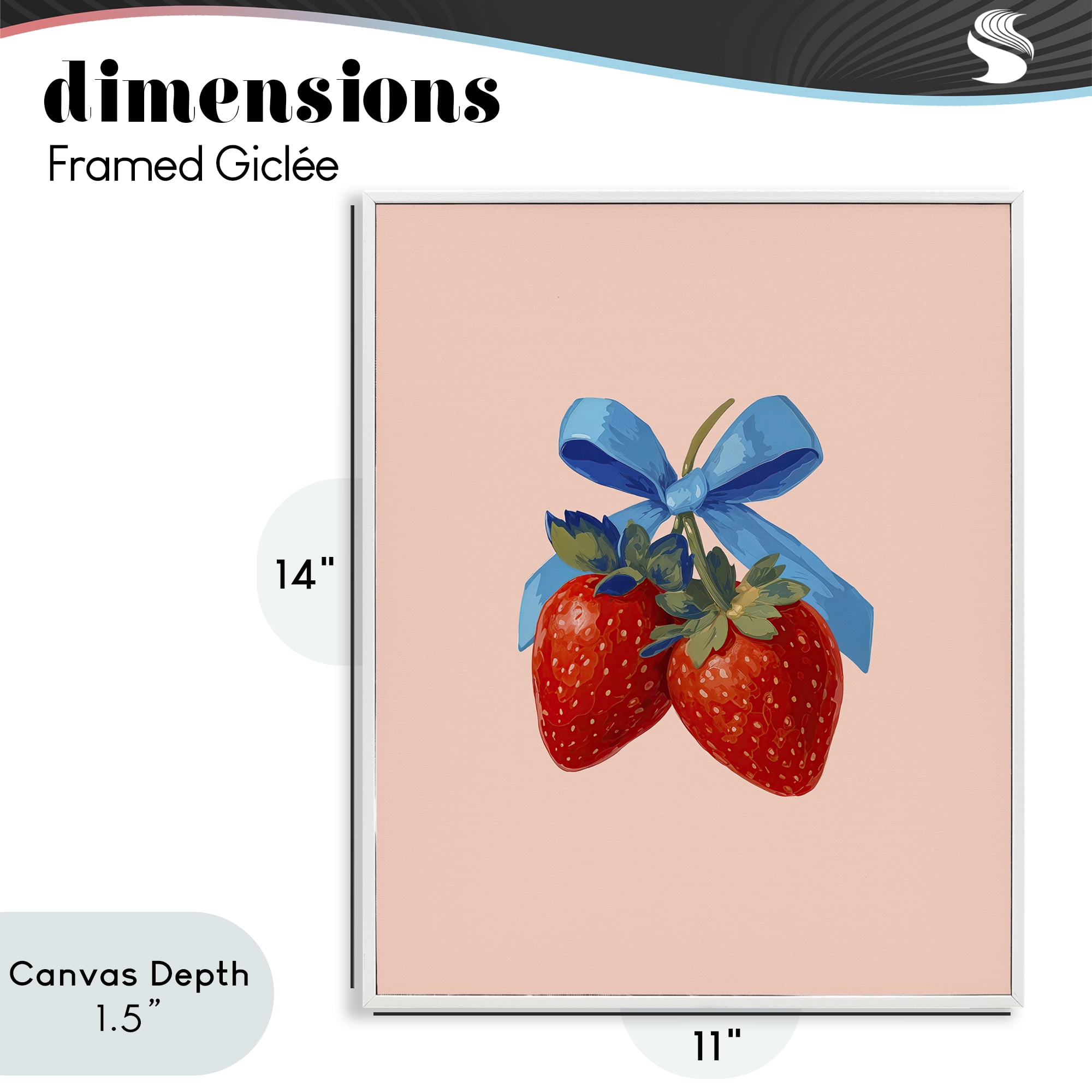 Stupell Industries Strawberry Pair with Blue Bow White Framed Giclee Art, design by Imagine It Images