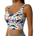 thumbnail image 2 of Fotbe Cute Sea Animals Pattern Womens' Sports Bra Longline Wirefree Padded with Medium Support Sports Moisture-Wicking Workou Vest,Tank Top-, 2 of 9