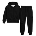 thumbnail image 5 of Qopobobo Sweat Outfits for Boys Boys Clothes Two Piece Long Sleeve Hooded Sweatshirt Top Sweatpants Fall Outfits Winter Clothes Set Size 7-8 Years(Black, 7-8 Years), 5 of 5