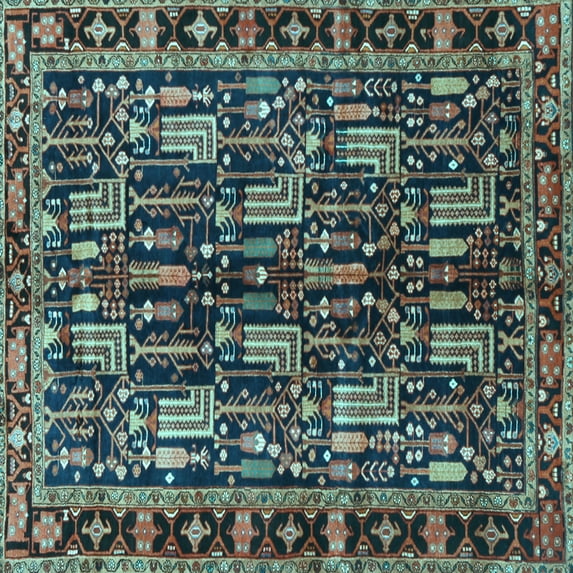 Ahgly Company Indoor Square Persian Light Blue Traditional Area Rugs, 5' Square