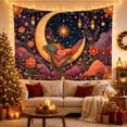 thumbnail image 3 of Golden Engraved Crescent Moon Above Colorful Clouds, Dreamy Boho for Celestial Fans, Moonlit Wall Art, Housewarming Gift, Tapestry Wall Hanging for Bedroom and Studio, 3 of 7