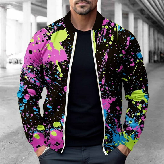 Brondbend Men's Winter Jackets Men Coat Crew Neck Long Sleeved Zipper Outerwear Solid Color Comfortable Jacket Loose Fit Holiday Tops Multicolor