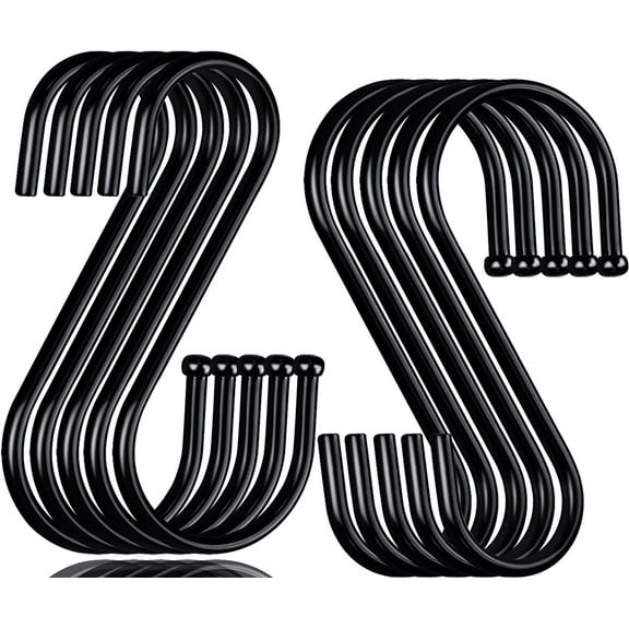 30 Pack S Hooks Heavy Duty,S Hooks for Hanging Clothes,Black Metal S Shaped Hooks for Hanging Plants,Jeans Jewelry Purse Pot Pan Cups Towels Bags Closet Rod 3.5 Inch S Hooks
