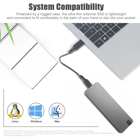 BlacK Large Capacity 1 T External Storage Data Hard Drive PC/Laptop