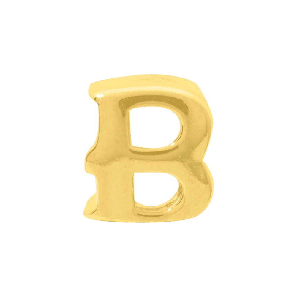 Initial Letter B Charm .925 Sterling Silver & Gold Plated Reflection Beads - QRS468BGP