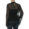 thumbnail image 2 of BAR III $50 Womens New 1273 Black Lace Pleated Long Sleeve Top S B+B, 2 of 2