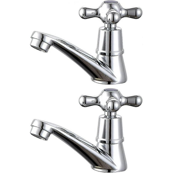 1 Pair Basin Sink Taps, Cold And Hot Water Crosshead Lever Sink Faucet For Bathroom