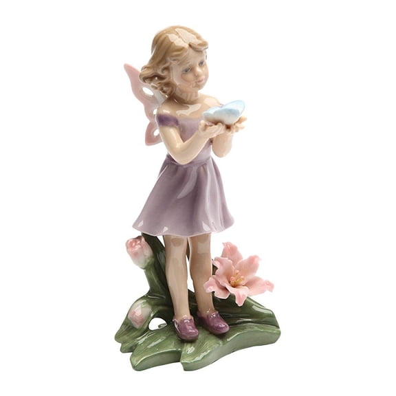 stealstreet ss-cg-20823 5.63" painted fairy in purple dress with roses on leaves figurine