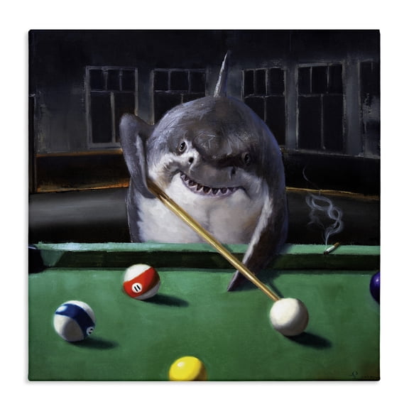 Stupell Industries Contemporary Pool Shark Animal Pun Canvas Art, 17 x 17, by Lucia Heffernan