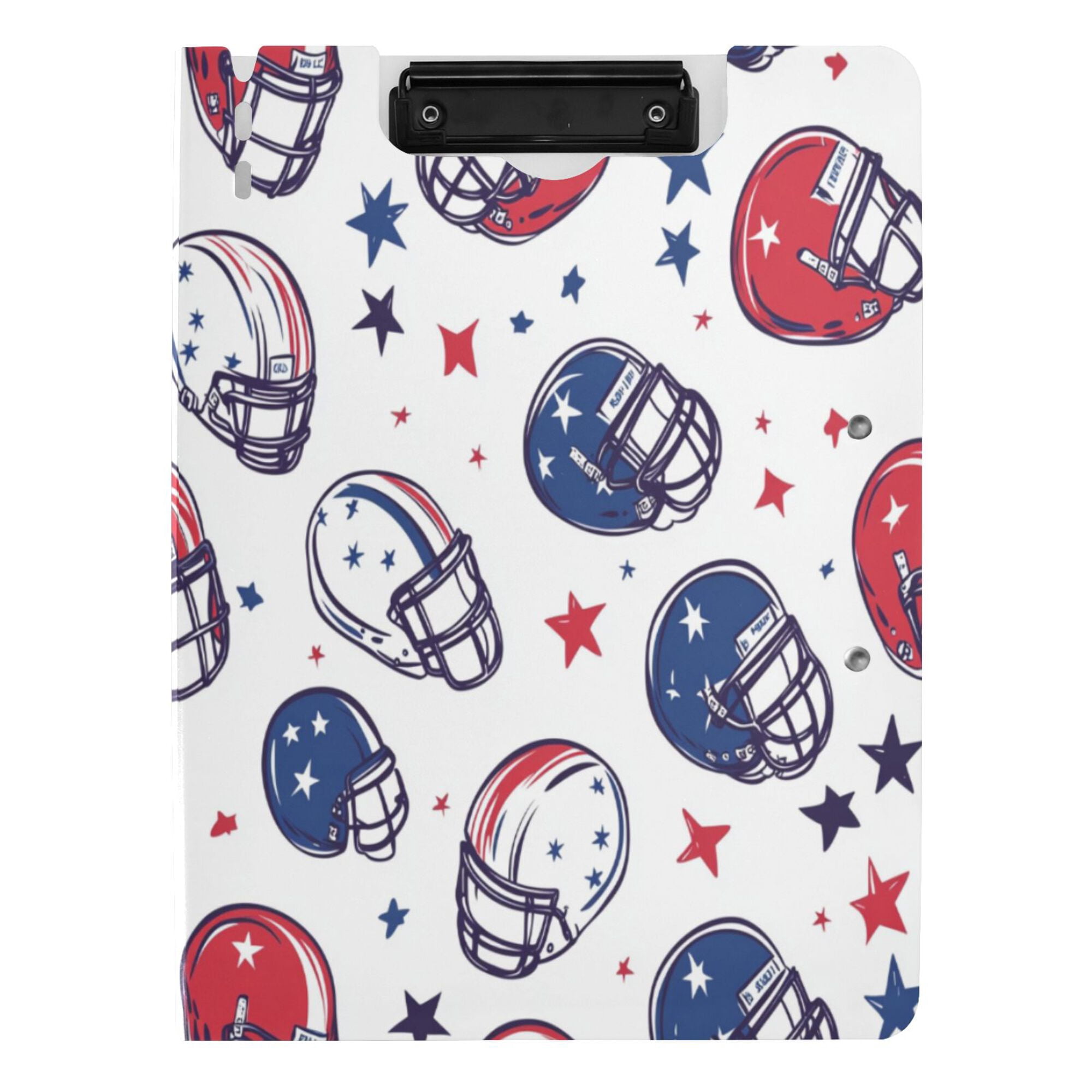 FORMRS A4 Clipboard Folder with Pen Holder Horizontal Foldable School Office Binder, Cartoon American Football Helmets
