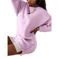 thumbnail image 3 of Cilcicy Women Plush Solid Color Loose Slash Neck Street Trendy Pullover Short Length Dress, 3 of 5