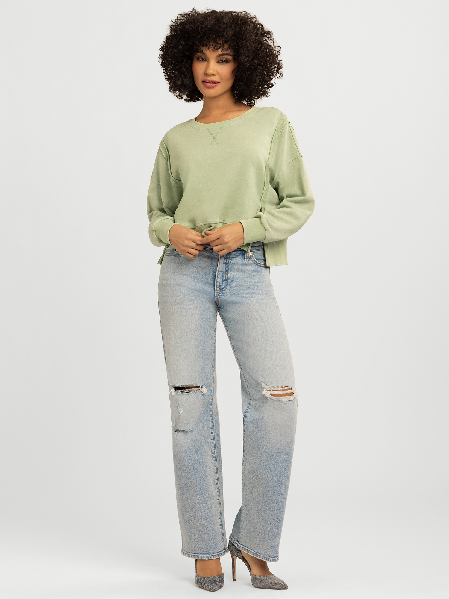 Jessica Simpson Women's Philomenia Knit Denim Pullover Top, Sizes XS-4X
