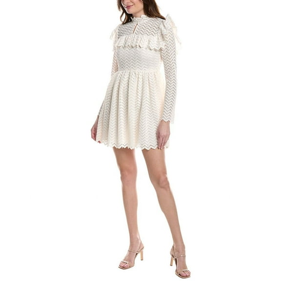 Rebecca Taylor womens  Chevron Lace Mini Dress, 0, White