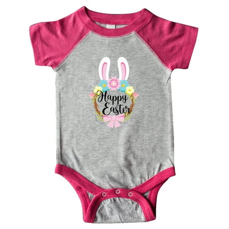 

Inktastic Happy Easter Cute Spring Bunny Wreath Gift Baby Boy or Baby Girl Bodysuit
