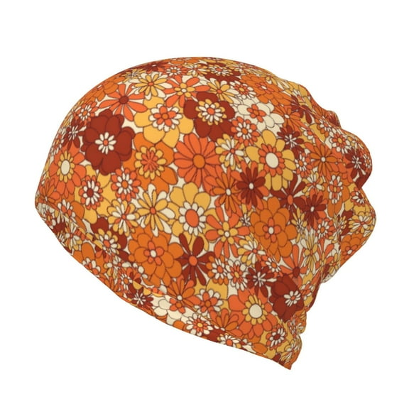 Vsdgher Hippie Flower Slouchy Beanie Hat for Men/Women, Skull Cap Chemo Cap Night Sleeping Cap