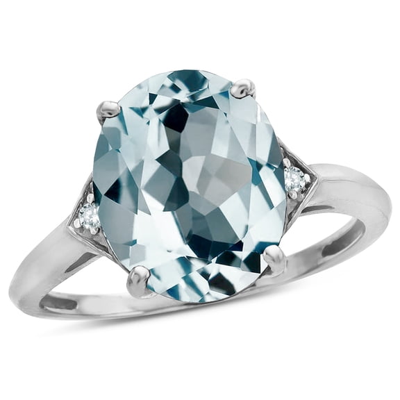 Tommaso Design� Large Oval 12x10 Simulated Aquamarine 3 Stone Trillion Setting Ring