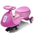 thumbnail image 3 of Ktaxon 12V Electric Wiggle Car for Kids, Electric Ride On Car for Aged 3+, 2 Speeds, Flashing Wheels, Bluetooth, LED Lights- Pink, 3 of 10