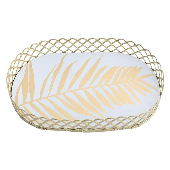 Wrought Storage Tray Jewelry Tray Display Plate for Bathroom Tabletop Decor , White Coconut leaf