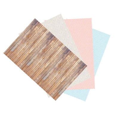 Pack of 4 4-feet by 12-feet Ella Bella Photography Backdrop Paper 4 Assorted Designs