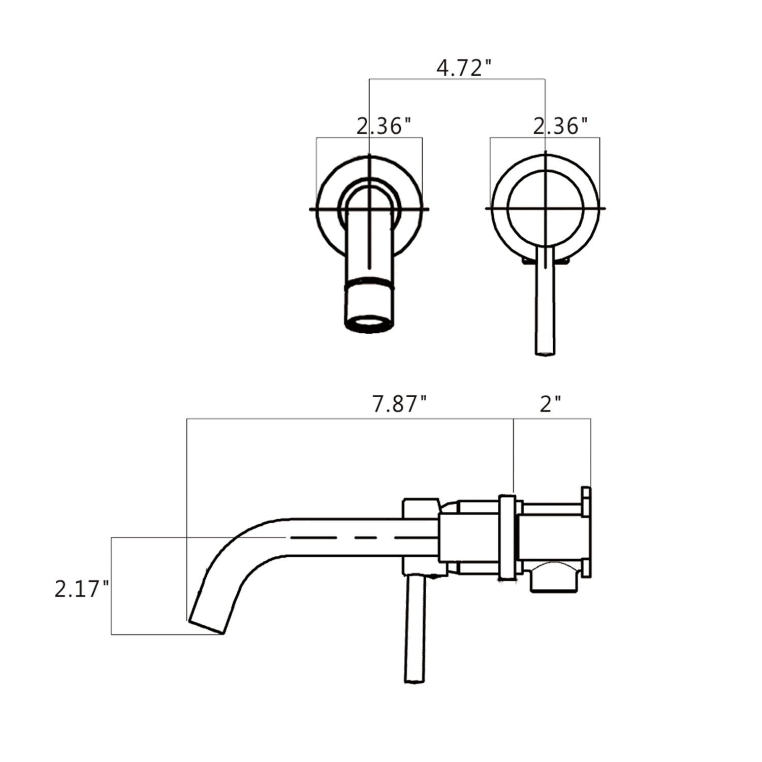 MAYEERTY Wall Mount Single Handle Bathroom Faucet: Contemporary Curved Design, Solid Brass