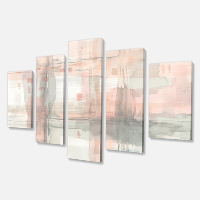 Designart - Intersection II Gris - Rose Moderne Premium Toile Art Mural