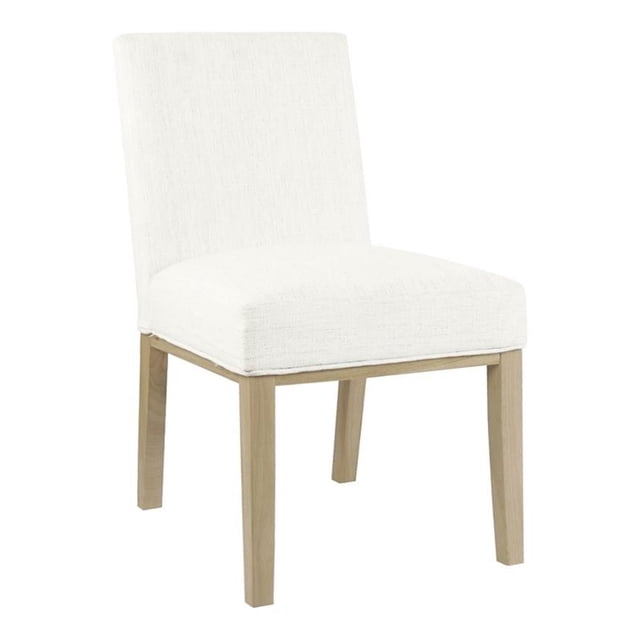 HomePop Kolbe Chaise de Salle à Manger en Tissu Tissé Résistant aux Taches Style Ferme 19,5 Pouces Blanc