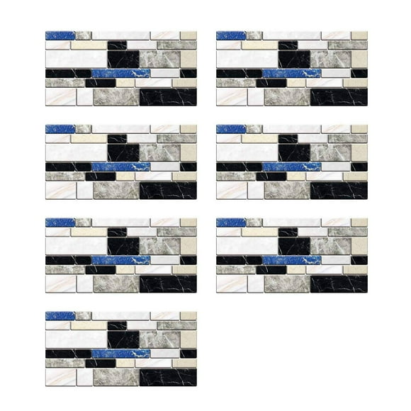 SIfdSeng Autocollants de Carreaux 3D Texture Bleue & Taches à Peler & Coller pour Décoration Intérieure Salle de Bain & Cuisine Haute Brillance Épais Amovibles